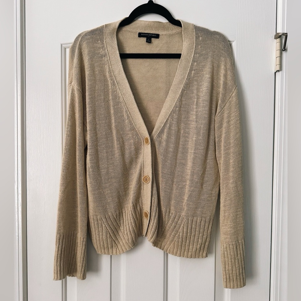 Banana Republic | Beige Button-Up Sweater